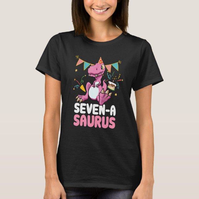 Camiseta Sete A Um Dinossauro Cute Kiddo Rex 2 (Frente)
