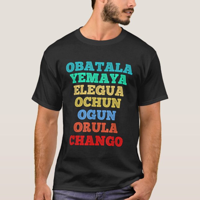 Camiseta Sete espíritos africanos Orisha Santeria Cuba Yoru (Frente)