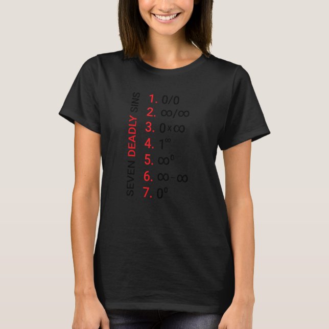 Camiseta Sete Math Sins Matemáticos Mortais (Frente)