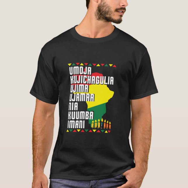 Camiseta Sete Princípios para Homens Africanos do Mapa de K (Frente)