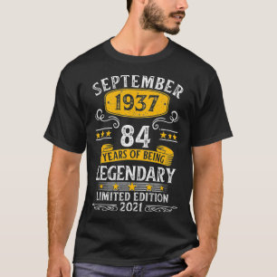 Camiseta Setembro 1937, 84 anos, Presente de Aniversário p