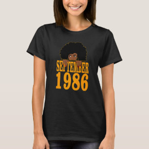 Camiseta Setembro 1986 36º aniversário 36 anos negro
