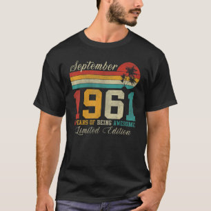 Camiseta Setembro 61 anos Vintage 1961 61º aniversário