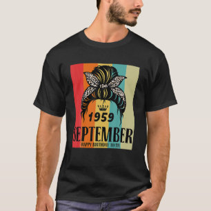 Camiseta Setembro de 1959 Aniversário Garota Mensy Bun Fel