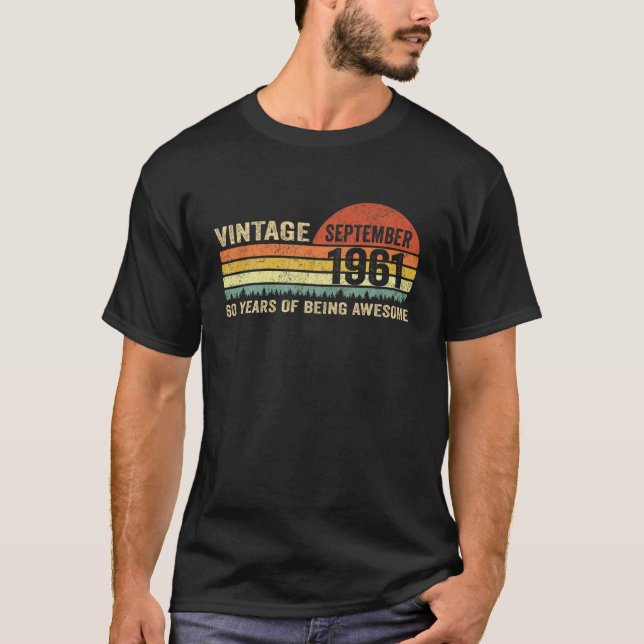 Camiseta Setembro De 1961 Vintage 60º Aniversário Presente  (Frente)