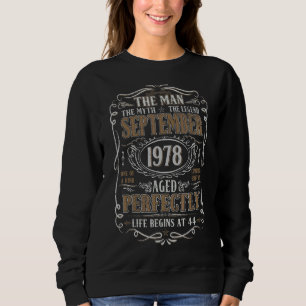 Camiseta Setembro de 1978 Man Myth Legend 44 Aniversário 44