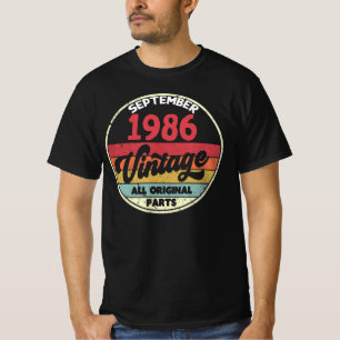 Camiseta Setembro De 1986 Vintage All Original Birthday Gif