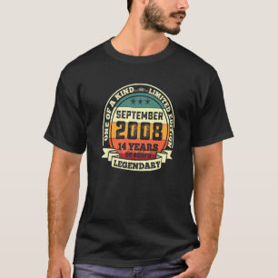 Camiseta Setembro De 2008 14 Aniversário 14 Anos De Perna