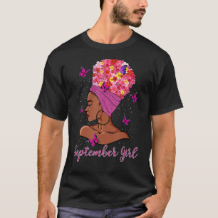 Camiseta Setembro Rapariga Virgo Libra Aniversário Floral