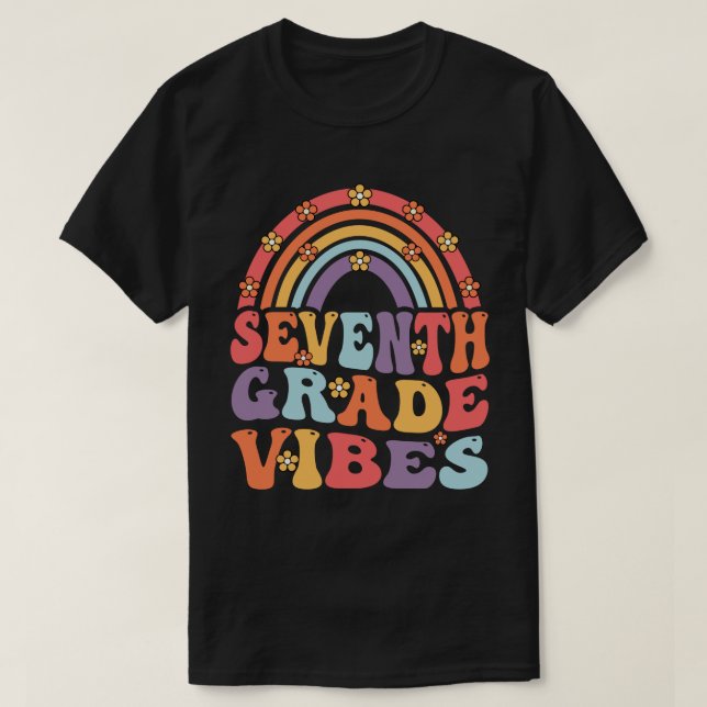 Camiseta Sétima Série Vibes Boho Arco-Íris De Volta À Escol (Frente do Design)