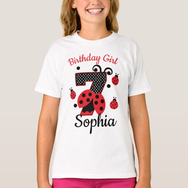 Camiseta Sétimo Aniversário - ladybug 7 | desenhos personal (Frente)