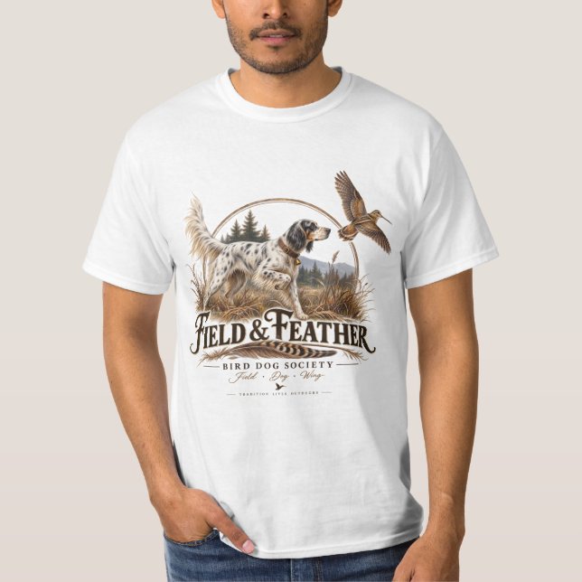 Camiseta Setter Inglês, caça à galinhola (Frente)