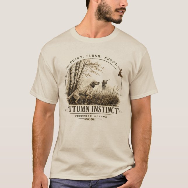 Camiseta Setter Inglês, caça à galinhola (Frente)