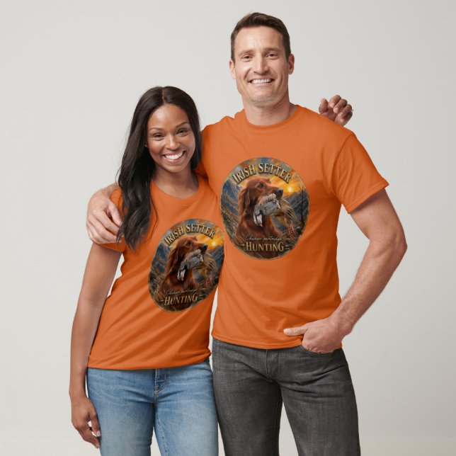 Camiseta Setter Irlandês com Perdiz Chukar, Arte  (Unissex)