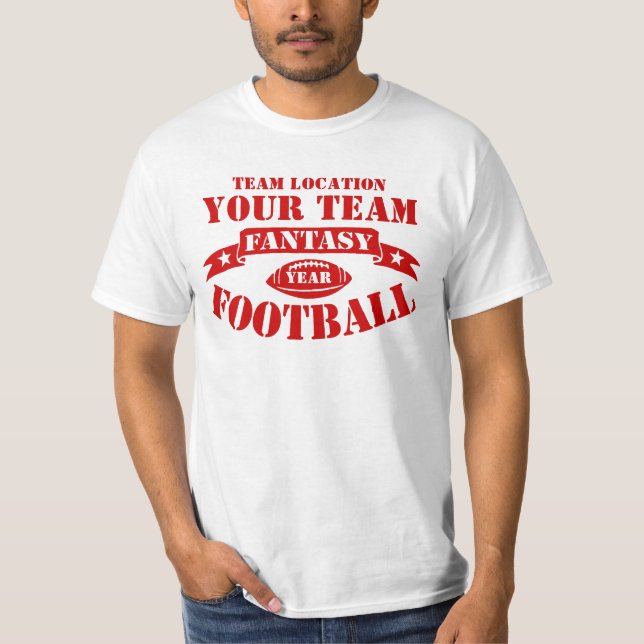CAMISETA SEU ANO DA BOLA DO FUTEBOL DA FANTASIA DA EQUIPE (Frente)