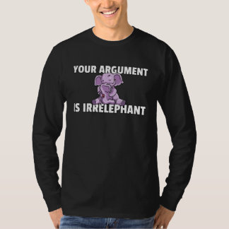 Camiseta Seu Argumento é Irrelevante Elefante Mulheres Fofa
