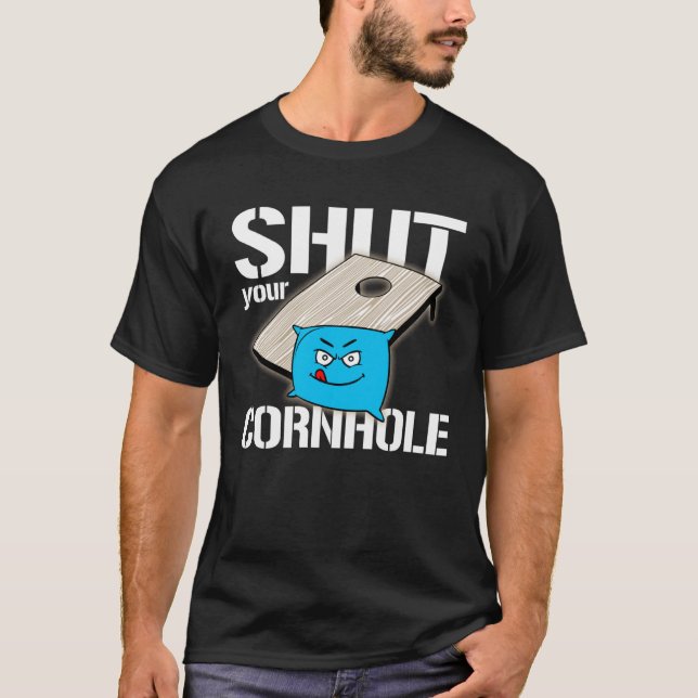 Camiseta Seu Buraco é meu Objetivo Cornhole cale a boca (Frente)