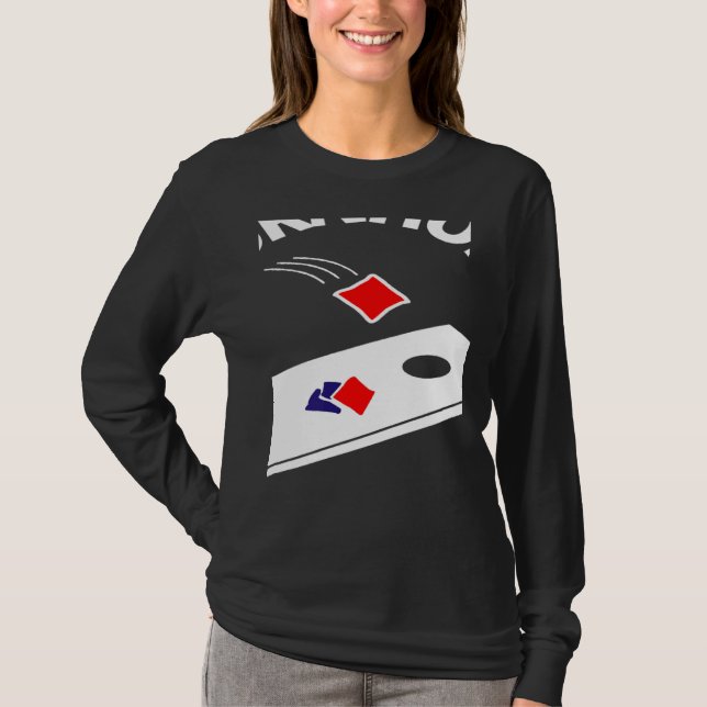 Camiseta Seu Buraco É Meu Objetivo Cornhole Equipe Bean Bag (Frente)