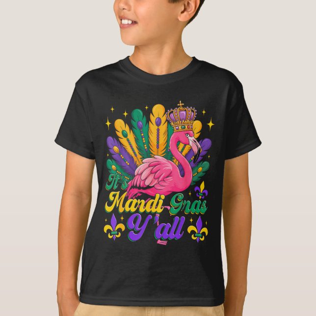 Camiseta Seu Carnaval de Mardi Gras Flamingo Engraçado Nova (Frente)