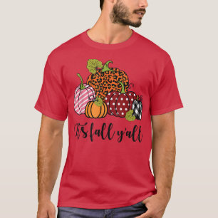 Camiseta Seu Cheio Yall Happy Fall Autumn Lepard Pumpkin Co