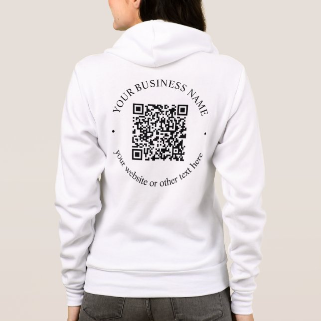 Camiseta Seu código QR carregado e texto circular editável (Verso)