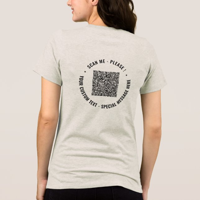 Camiseta Seu Código QR e Exemplo Personalizado de Texto Per (Verso)