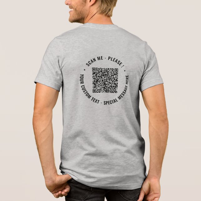 Camiseta Seu código QR e Modelo personalizado de texto pers (Verso)