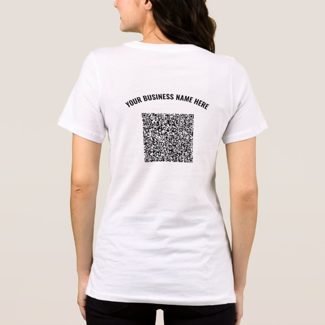 Camiseta Seu código QR e Promocional de texto personalizado (Verso)