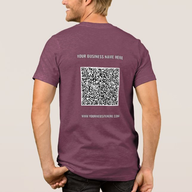 Camiseta Seu código QR e seu Promocional de negócios de tex (Verso)