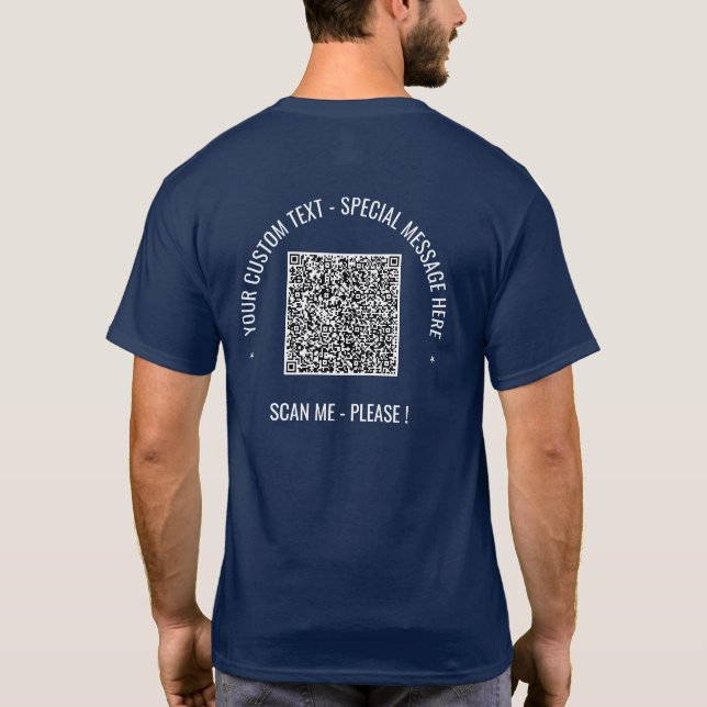 Camiseta Seu código QR Informações de verificação Texto per (Verso)