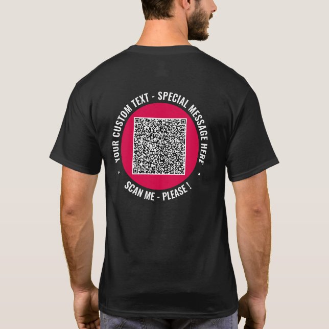 Camiseta Seu código QR Promocional de texto personalizado c (Verso)