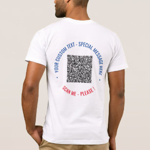 Camiseta Seu código QR Texto personalizado Engraçado Modelo