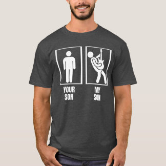 Camiseta Seu Filho Meu Filho Baixo Guitarra Pai Mãe Diverti