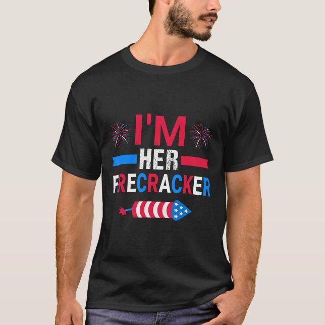 Camiseta Seu Firecracker 4 de julho Correspondendo Casal Pa (Frente)
