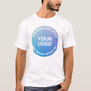 Camiseta Seu Logotipo   Azul para Ombre Roxa & Texto Circul