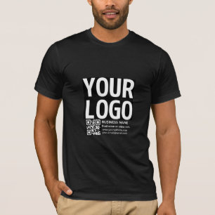Camiseta Seu logotipo c/ código QR editável e texto 