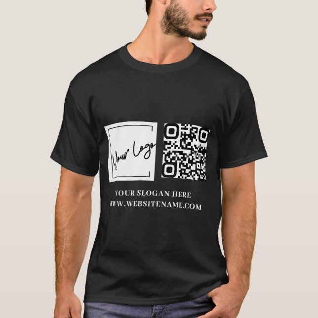 Camiseta Seu logotipo de empresa Código Qr personalizado (Frente)