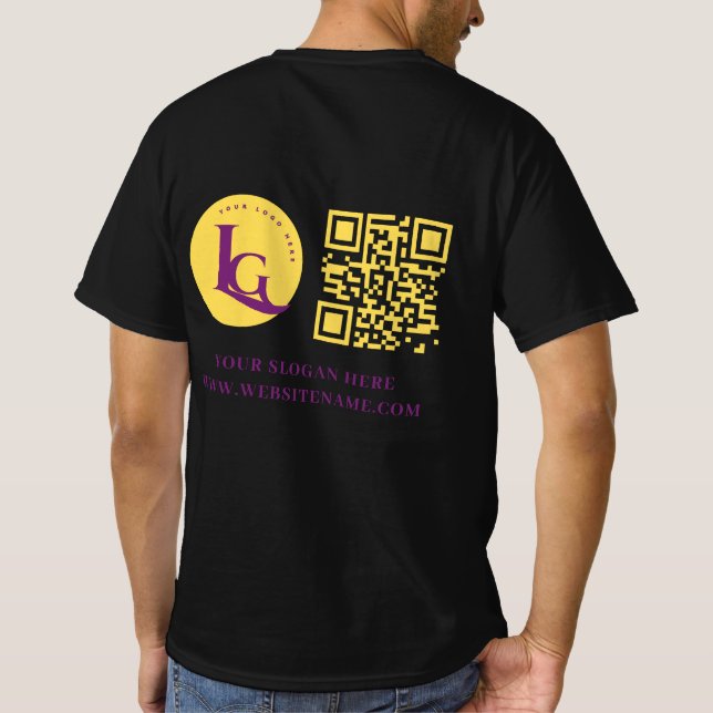 Camiseta Seu logotipo de empresa Código Qr personalizado (Verso)