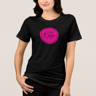 Camiseta Seu logotipo empresarial em círculo rosa quente