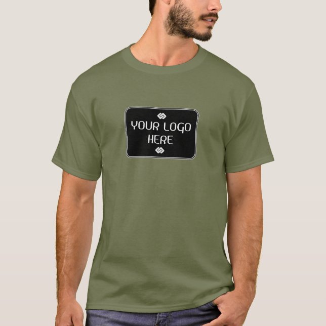 Camiseta Seu Logotipo - Retângulo - Fundo PRETO (Frente)