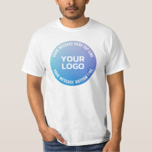 Camiseta Seu logotipo Texto circular e do Ombre Azul a Ro