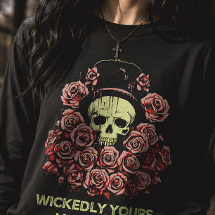 Camiseta Seu Malvado Crânio & Rosas Gothico Dia dos Namorad