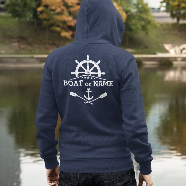 Camiseta Seu nome de barco Ancoragem Náutica Oars Helm Star (Criador carregado)
