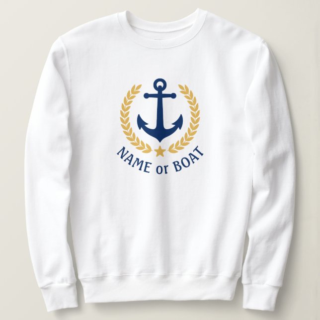 Camiseta Seu nome de boi Anchor Dourado Laurel Star White (Frente do Design)