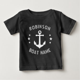 Camiseta Seu nome e âncora do Boat Vintage ficam Pretos Bra