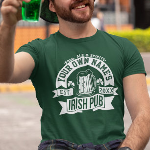 Camiseta Seu Nome Irish Pub Ruas personalizadas. Dia do P