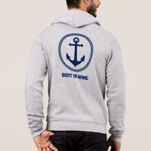 Camiseta Seu nome ou Cinza azul ancorar do mar náutico