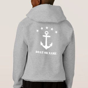Camiseta Seu nome ou nome de barco Âncora clássica e Cinz