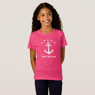 Camiseta Seu nome ou nome de barco Âncora clássica, rosa 