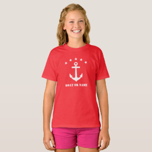 Camiseta Seu nome ou nome de barco Âncora clássica, verme